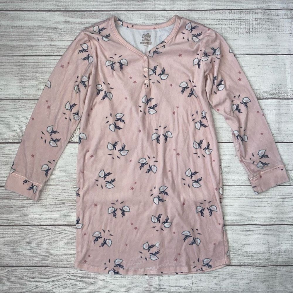Justice fleece Longsleeve nightgown pink w/animal print sz 10 girls